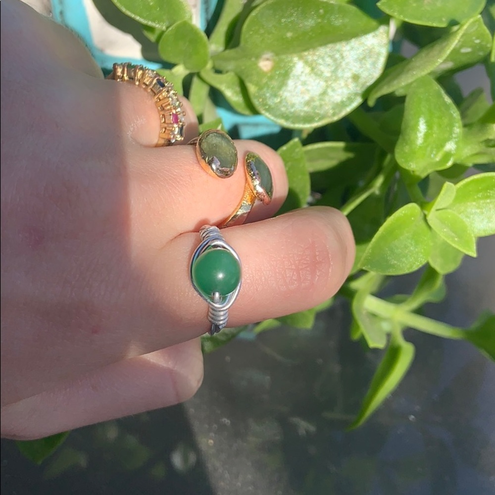 handmade (no real)  jade ring or orange floral
